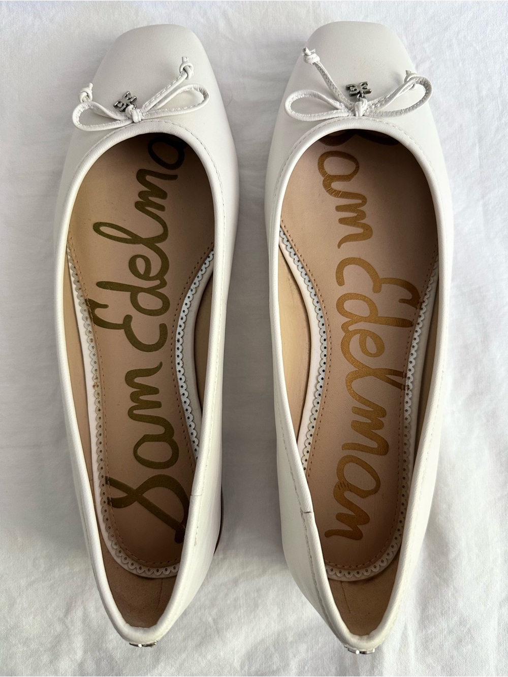 Sam Edelman Jillie Ballet Flat Size 11 White Cream Bow Balletcore Coastal